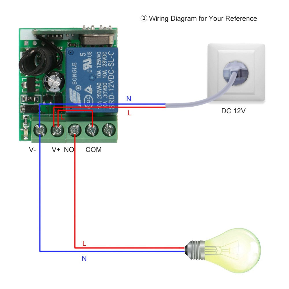 433MHz Smart Home DC 12V Wireless Remote Switch, 1CH