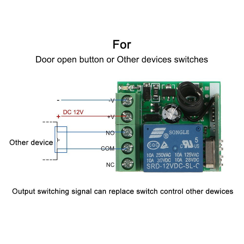 433MHz Smart Home DC 12V Wireless Remote Switch, 1CH