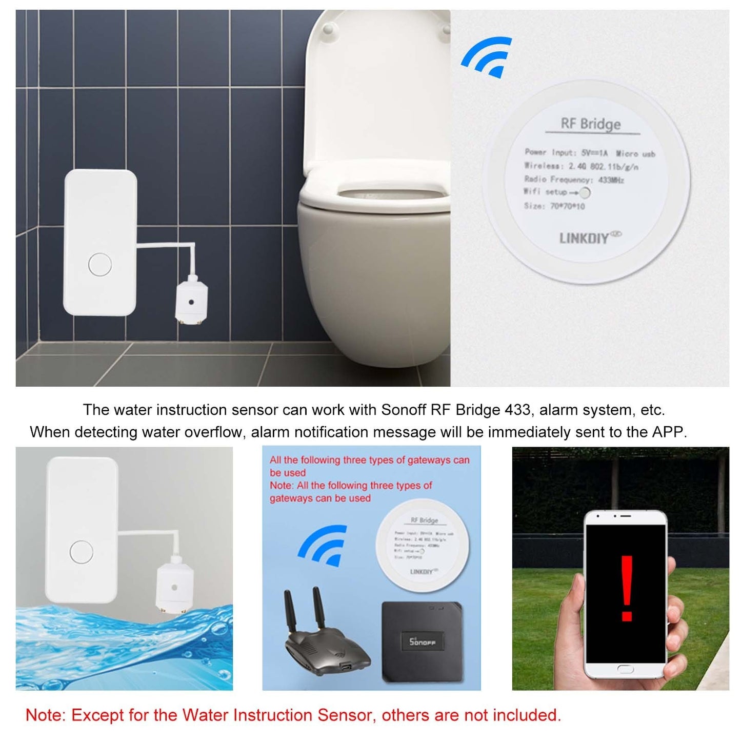 eWeLink 433MHz Wireless Water Leak Detector