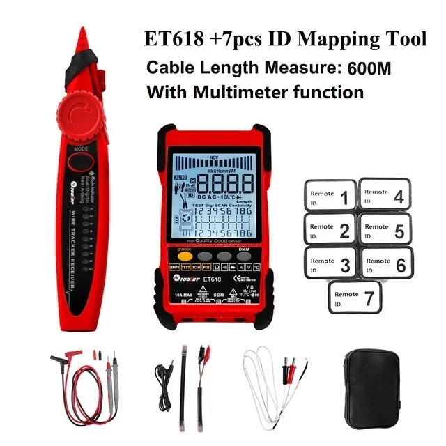 ET616 / ET618 Professional Network Cable Tester with Digital Tracing, PoE Test & Cable Length Measurement