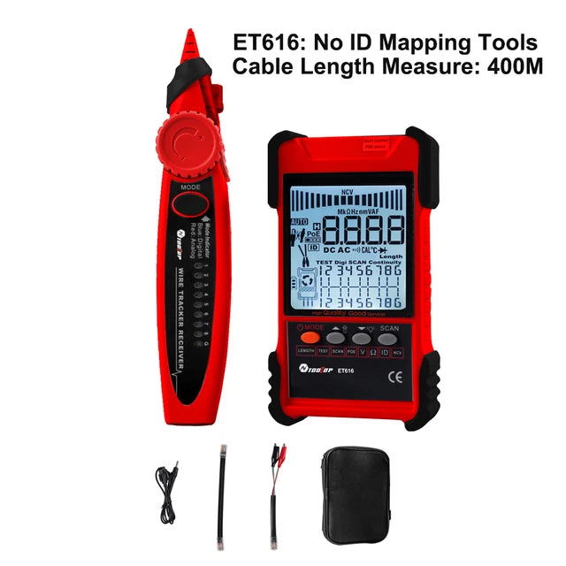 ET616 / ET618 Professional Network Cable Tester with Digital Tracing, PoE Test & Cable Length Measurement