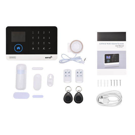 Smart Home Security Alarm System with 433MHz Wireless WIFI & GSM Auto-dial, LCD Display, Door & PIR Motion Sensors, Phone App & Voice Control, Alexa & Google Home Compatible