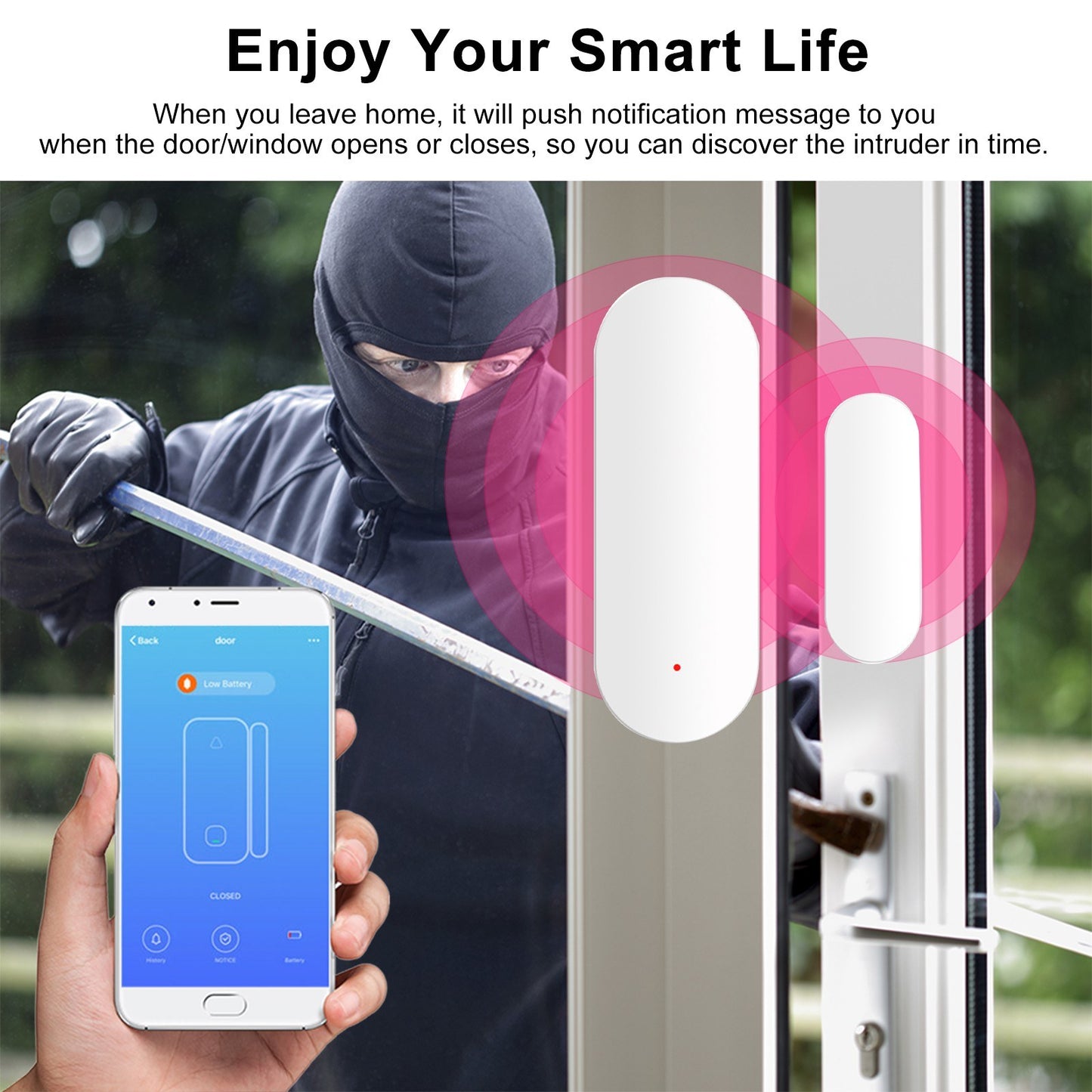 Zigbee Tuya Smart Door/Window Sensor with APP Control - Smart Home Security Alarm