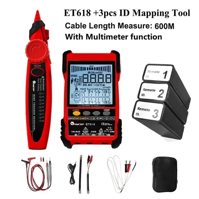 ET616 / ET618 Professional Network Cable Tester with Digital Tracing, PoE Test & Cable Length Measurement