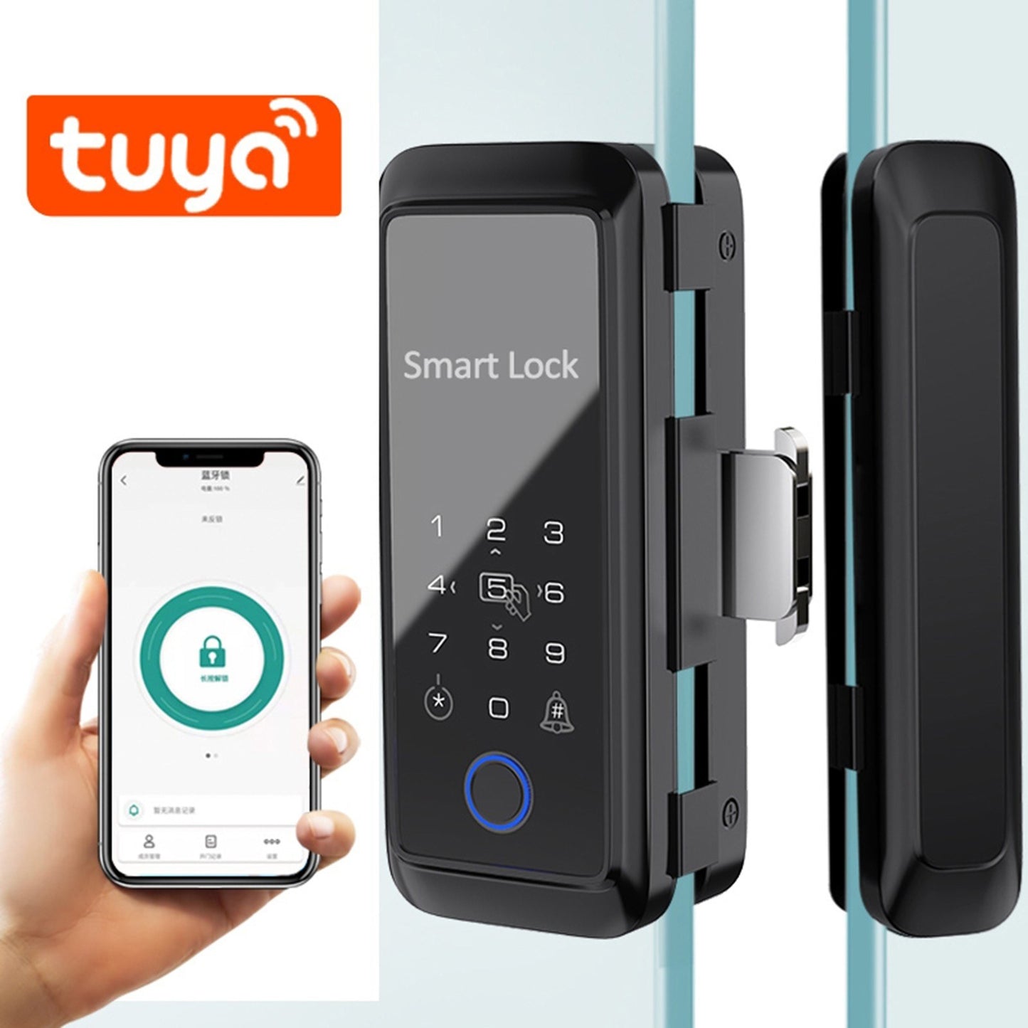 Tuya Smart Fingerprint Door Lock with Keypad & Handle - Electronic Deadbolt Compatible with Tuya App