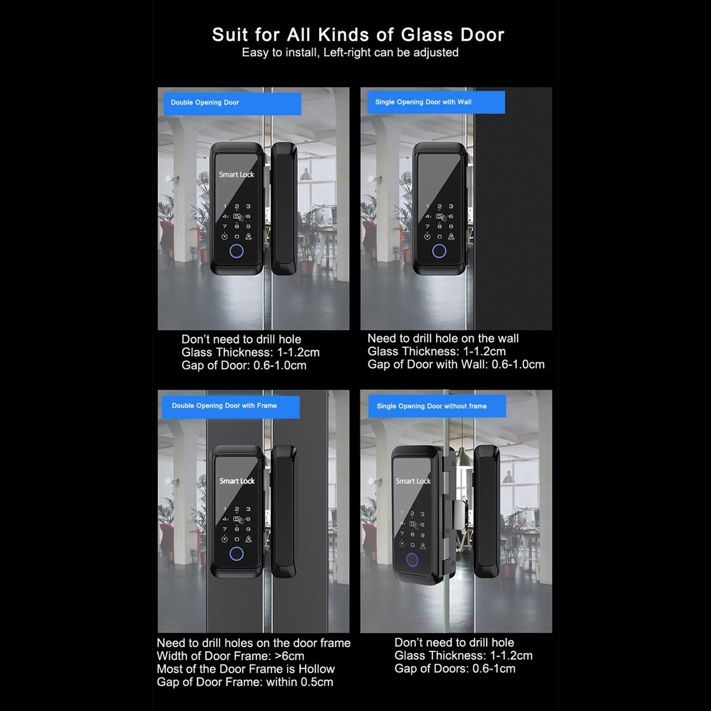Tuya Smart Fingerprint Door Lock with Keypad & Handle - Electronic Deadbolt Compatible with Tuya App