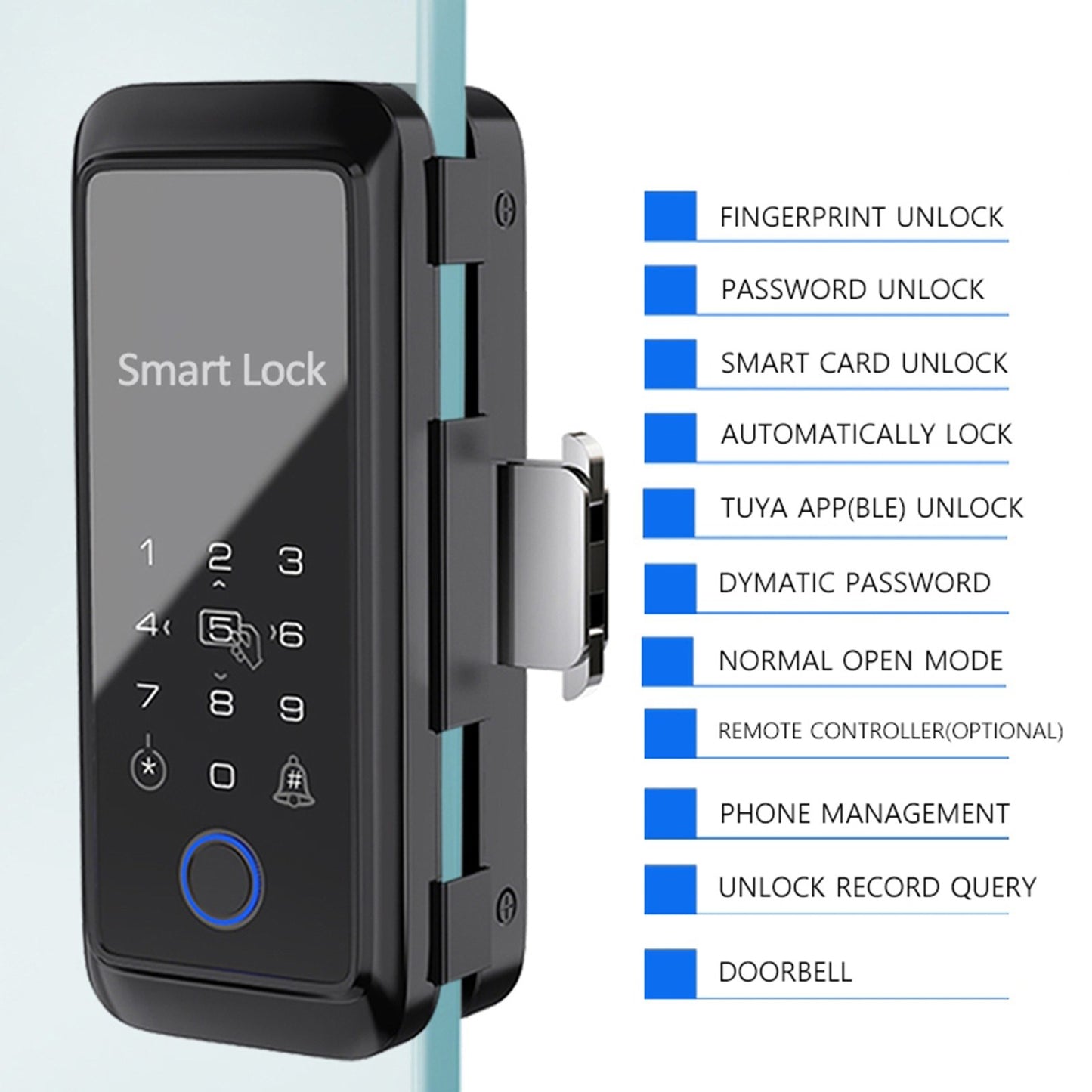 Tuya Smart Fingerprint Door Lock with Keypad & Handle - Electronic Deadbolt Compatible with Tuya App
