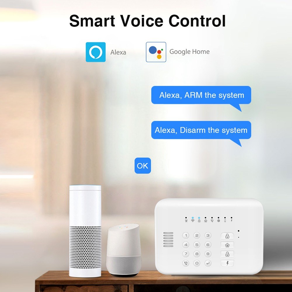 Wireless GSM+WiFi Home Security Alarm System Kit with Auto Dial, Motion & Door/Window Sensors, Remote Control