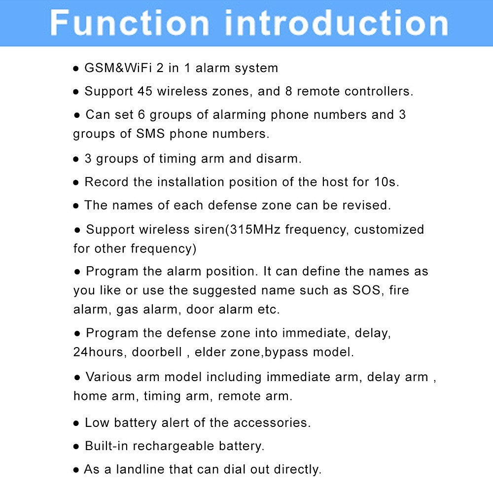 Wireless GSM+WiFi Home Security Alarm System Kit with Auto Dial, Motion & Door/Window Sensors, Remote Control