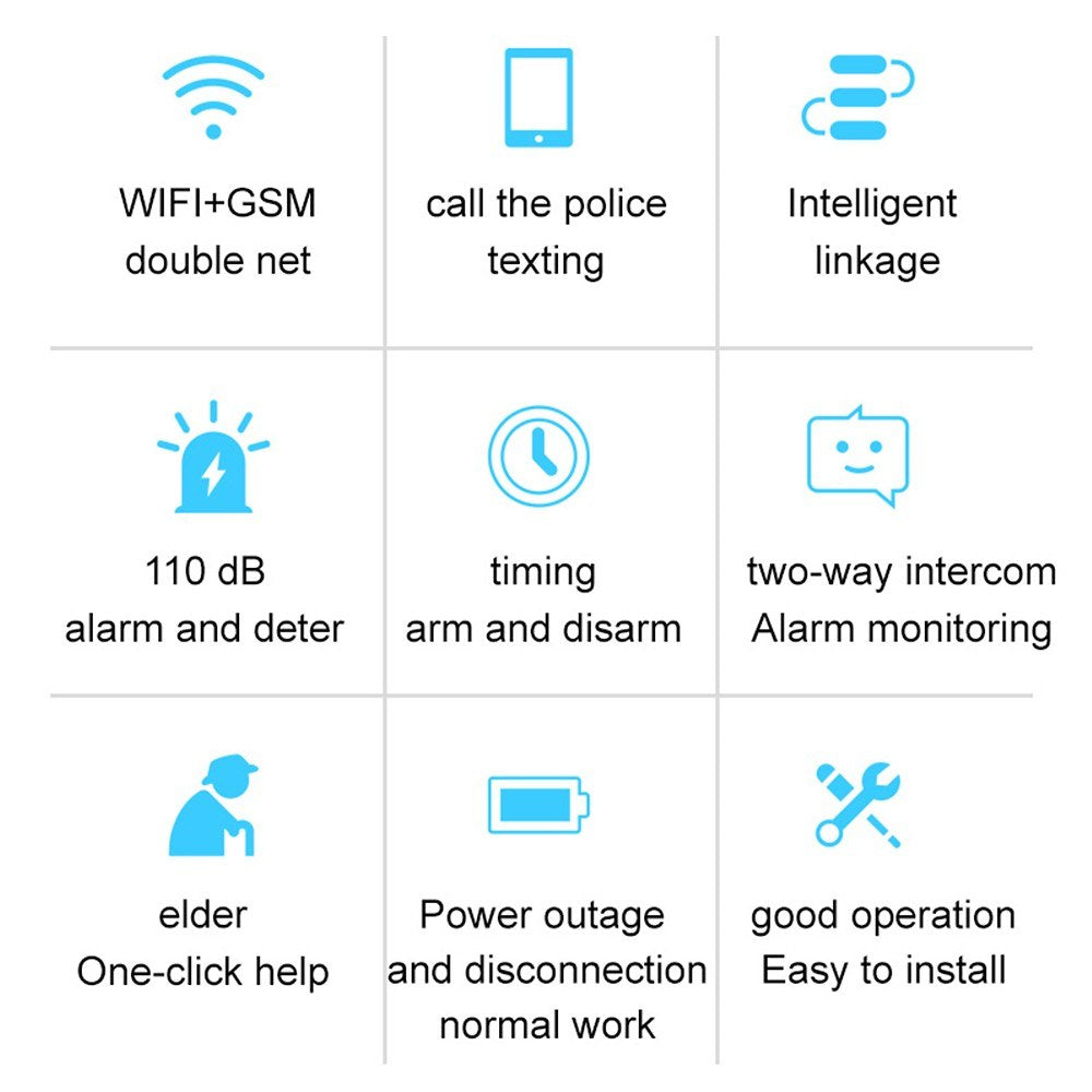 Wireless GSM+WiFi Home Security Alarm System Kit with Auto Dial, Motion & Door/Window Sensors, Remote Control