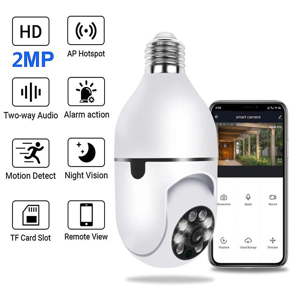 360° Panoramic Bulb Security Camera 1080P with 2.4GHz WiFi