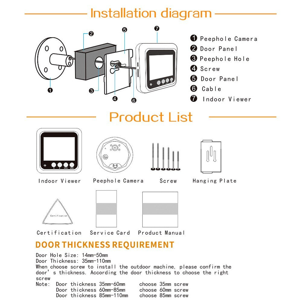 High-Definition 2.4-Inch Smart Video Door Viewer with IR Night Vision & Motion Detection