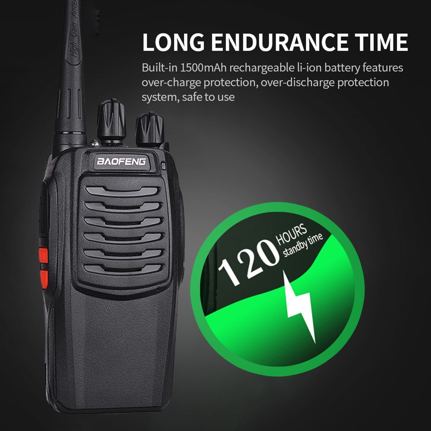 BAOFENG UHF 400-470MHz FM Portable Handheld Walkie Talkies (2 Pack, US Plug)