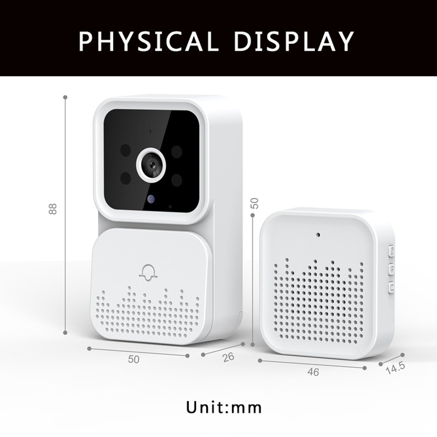 Wi-Fi Smart Video Doorbell with HD Camera, PIR Motion Detection, IR Alarm, and Intercom for Home Security