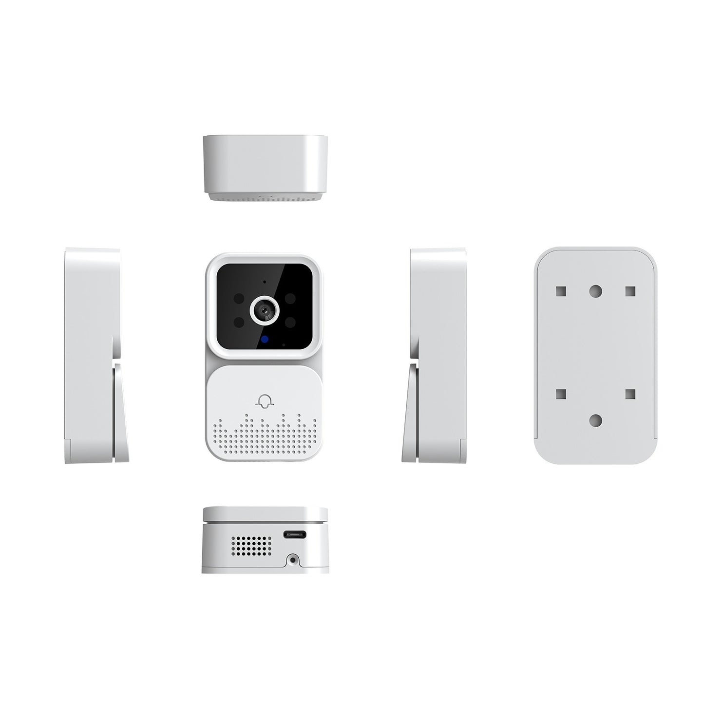 Wi-Fi Smart Video Doorbell with HD Camera, PIR Motion Detection, IR Alarm, and Intercom for Home Security