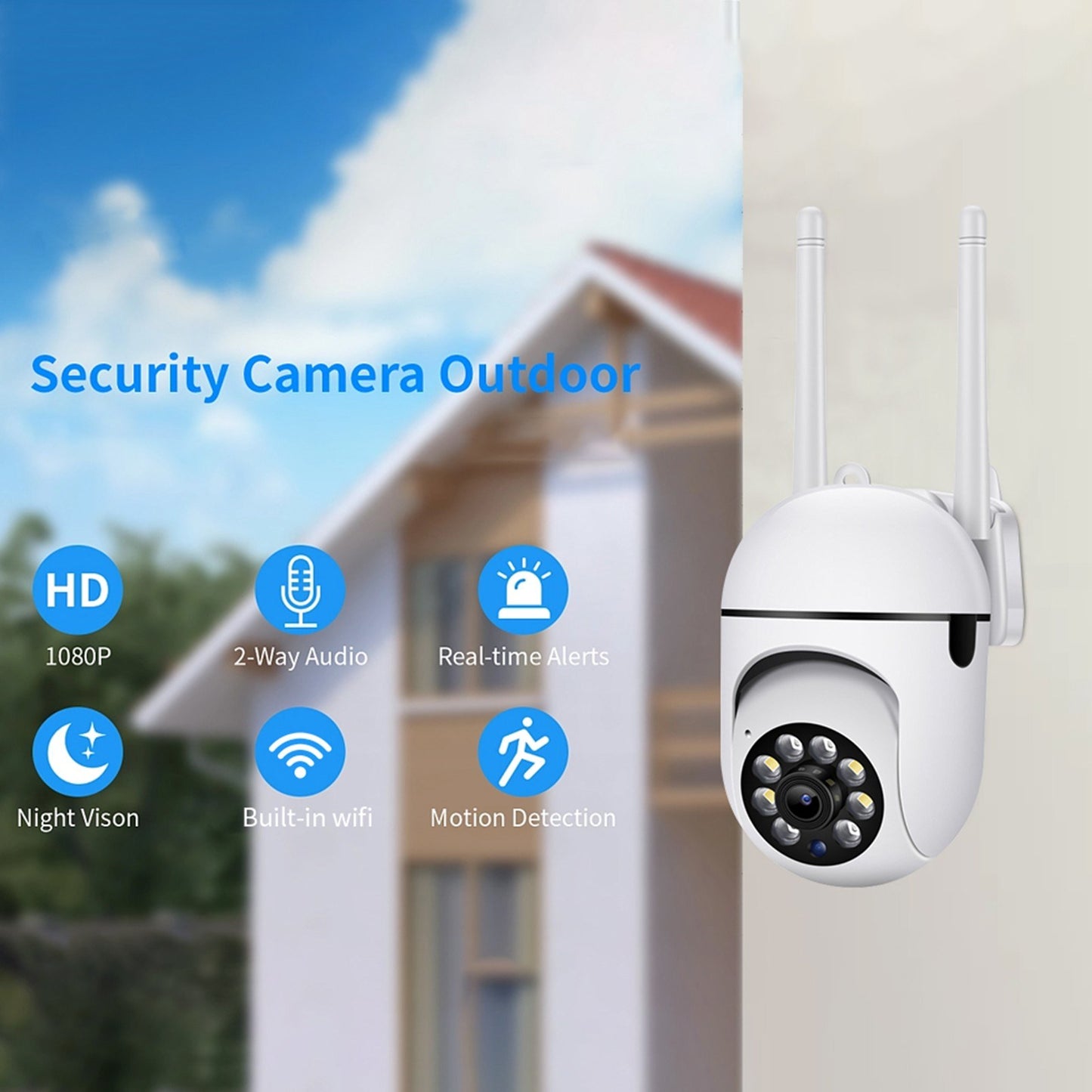 1080P HD Smart Security Camera with Night Vision, 350° Tilt, Motion Detection for Home, Baby, Pet, Elderly
