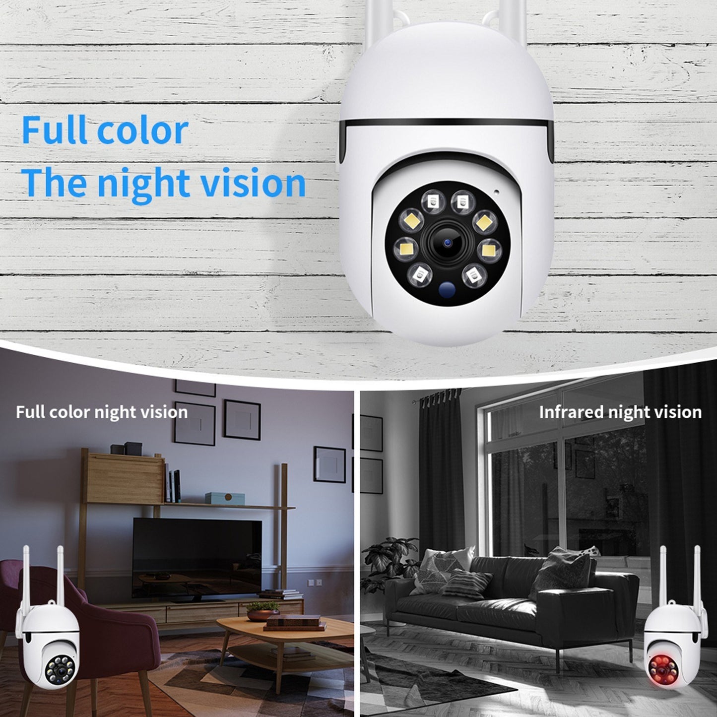1080P HD Smart Security Camera with Night Vision, 350° Tilt, Motion Detection for Home, Baby, Pet, Elderly