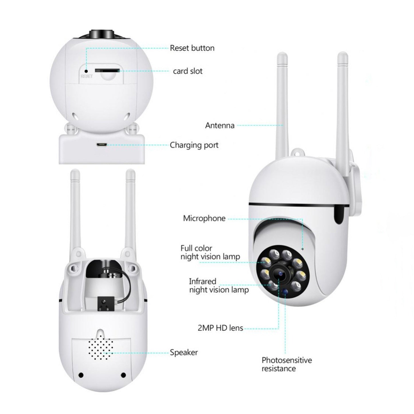 1080P HD Smart Security Camera with Night Vision, 350° Tilt, Motion Detection for Home, Baby, Pet, Elderly