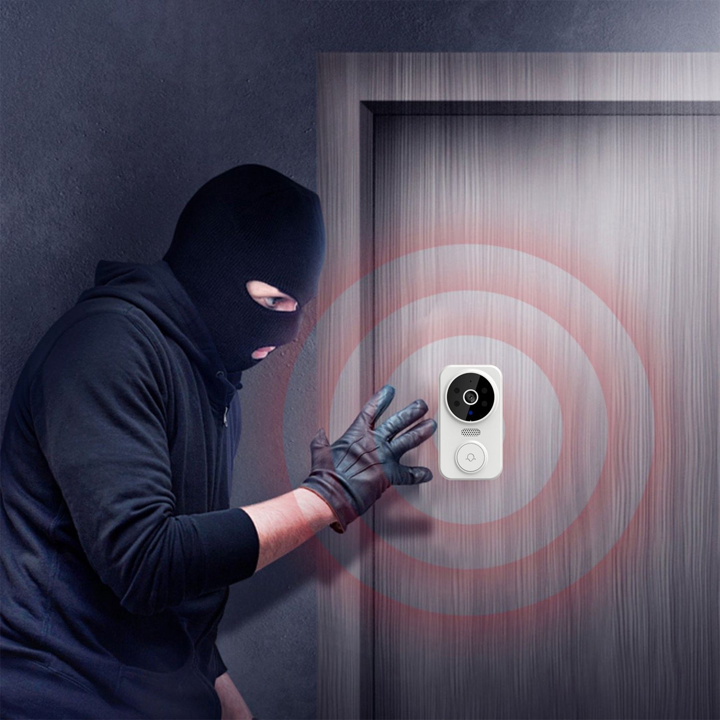 Wireless Smart Video Doorbell with HD Camera, PIR Motion Detection, IR Alarm, Wi-Fi Intercom for Home Security