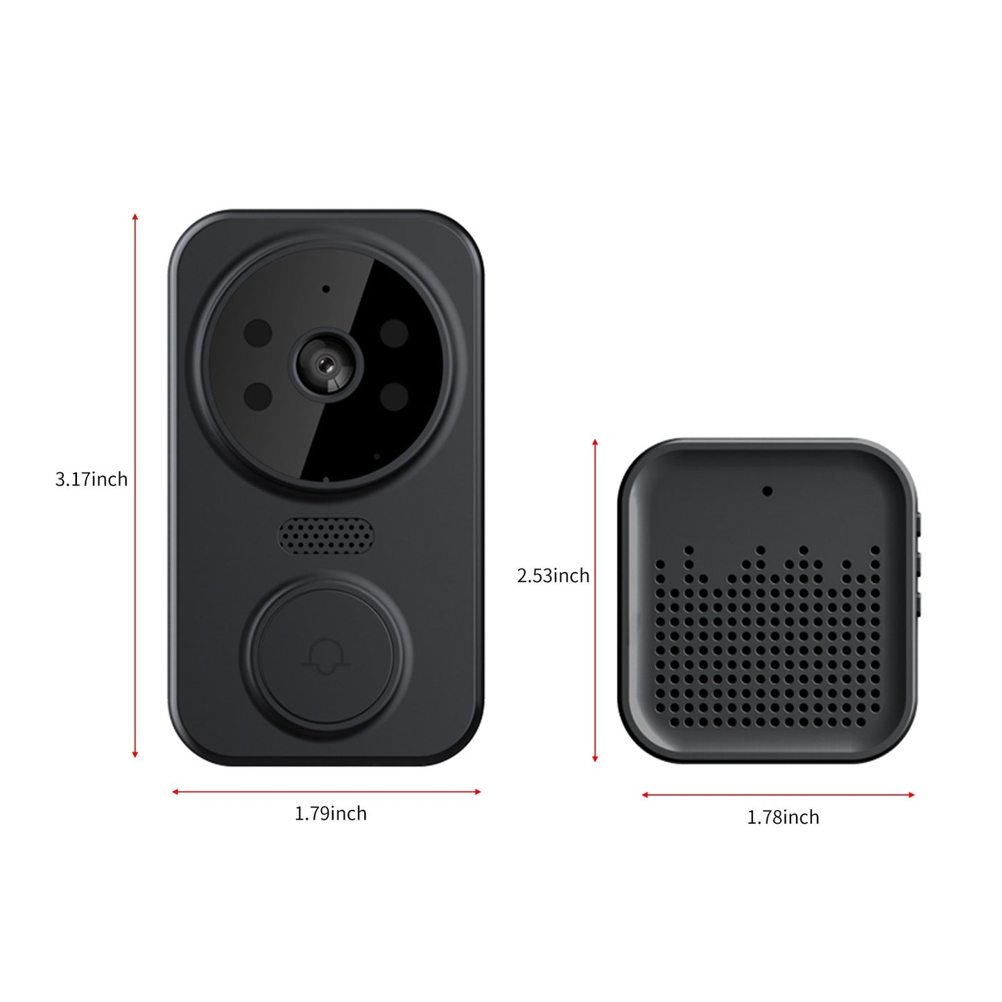 Wireless Smart Video Doorbell with HD Camera, PIR Motion Detection, IR Alarm, Wi-Fi Intercom for Home Security