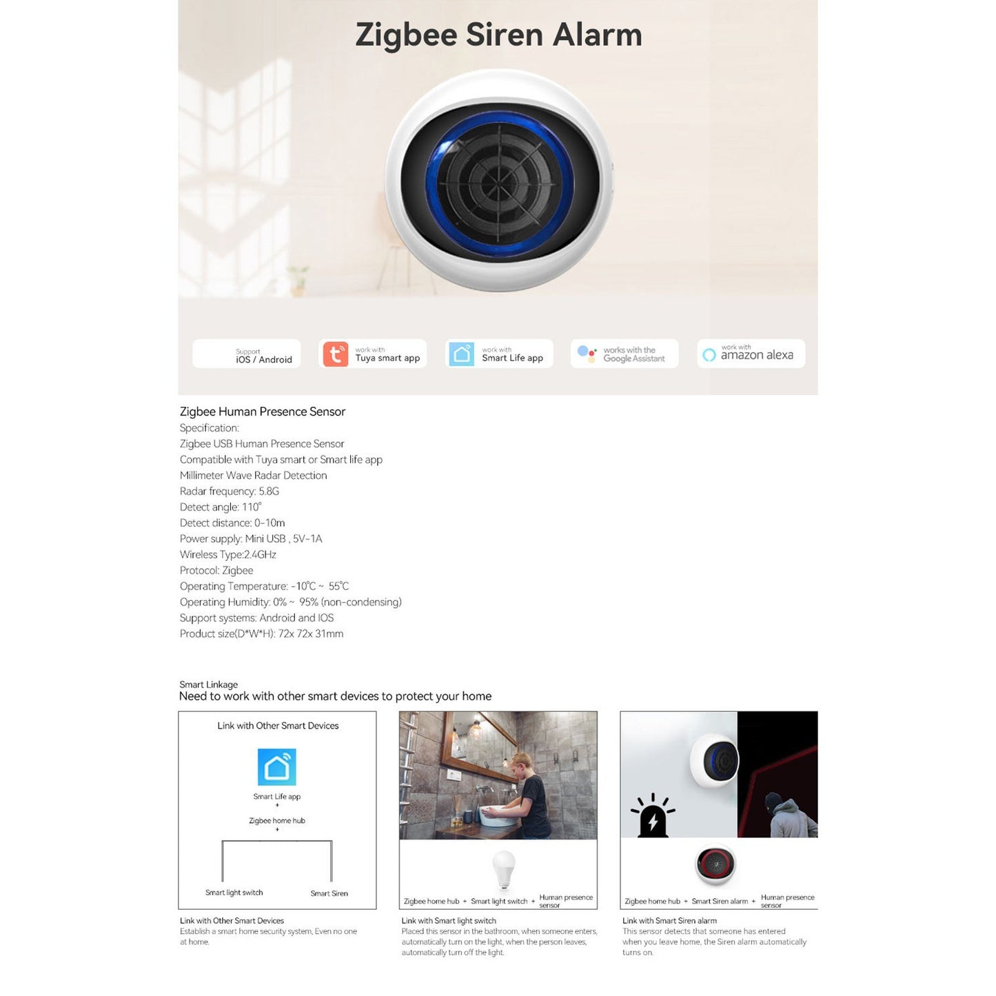 Tuya Zigbee Millimeter Wave Human Presence Sensor