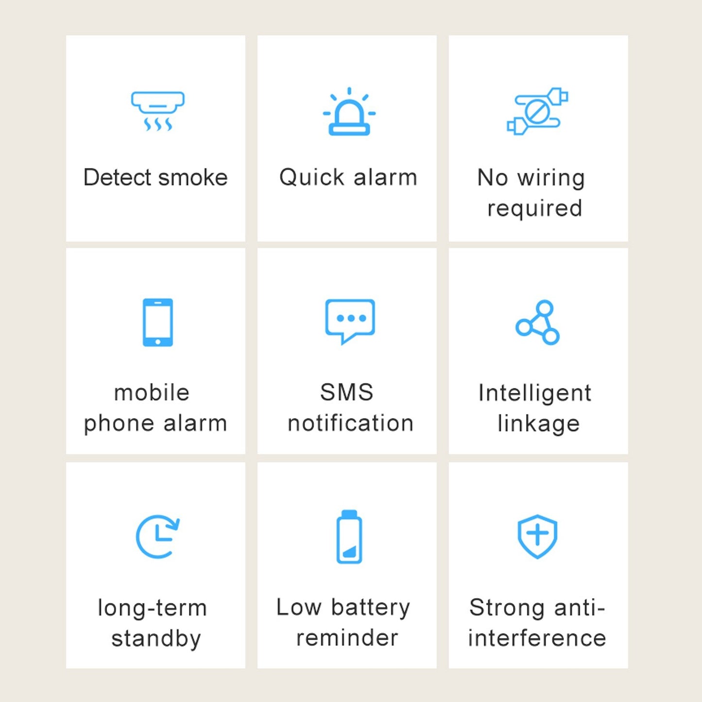 Tuya Smart Smoke Sensor with High Sensitivity and Massage Feature