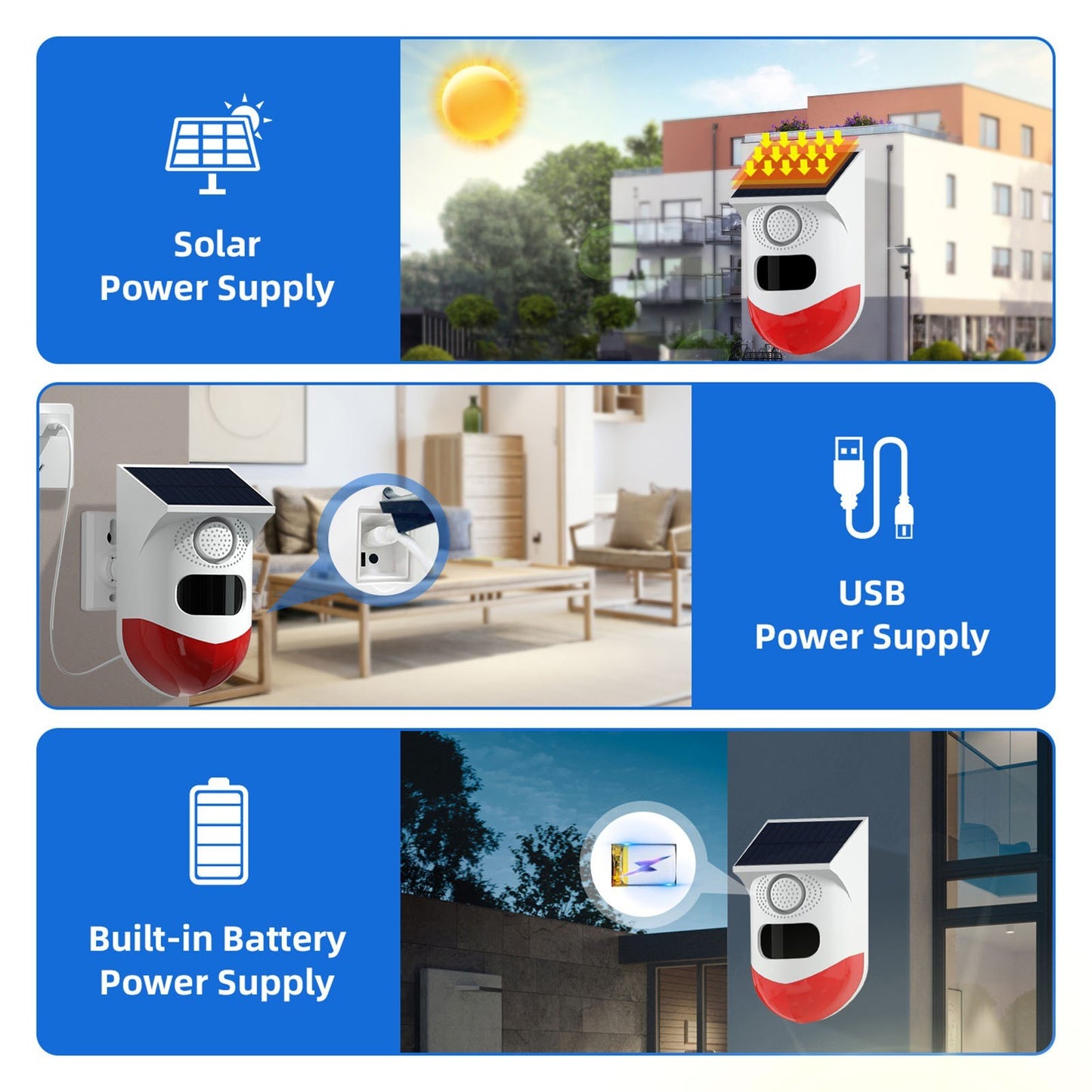 Solar Powered WiFi Infrared Motion Sensor Detector by Tuya