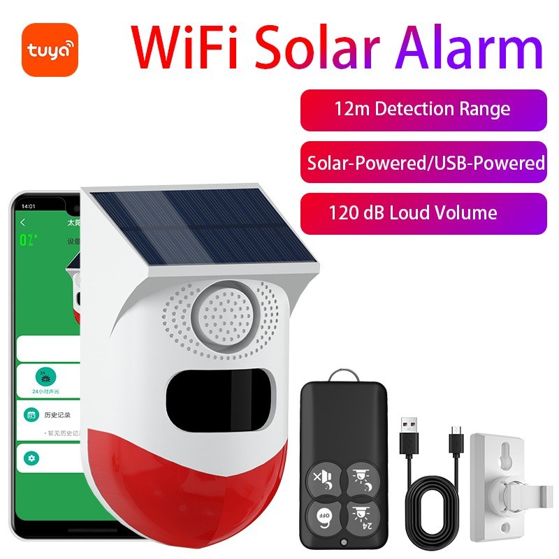 Solar Powered WiFi Infrared Motion Sensor Detector by Tuya
