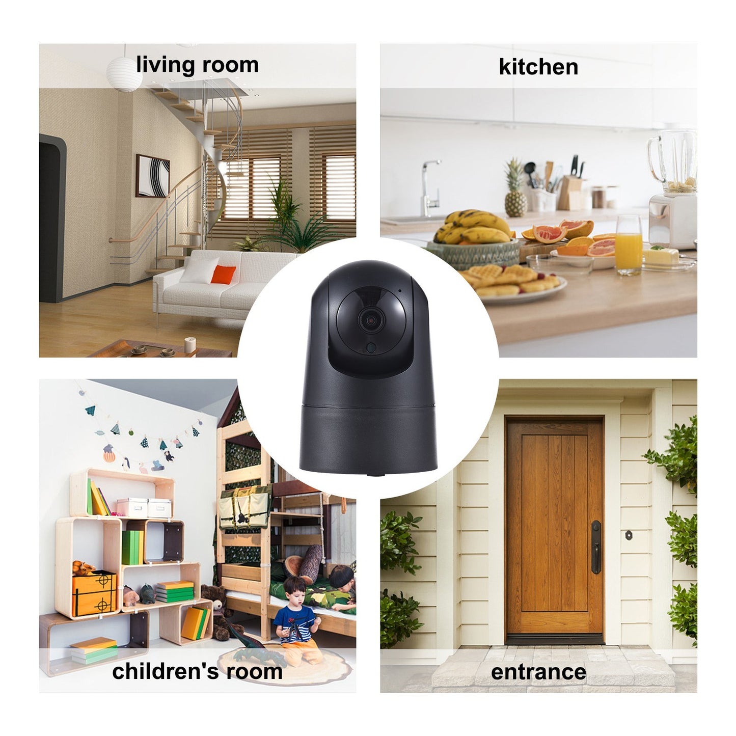 Indoor 2MP Security Camera with Pan-Tilt, Baby Monitor, Smart Motion Tracking, Night Vision, Two-Way Audio