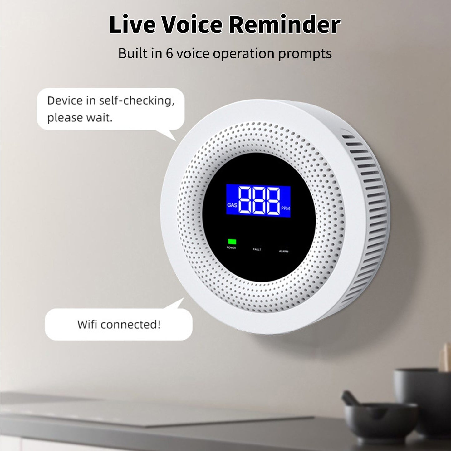 WiFi Smart Gas Leak Detector - Household Gas Alarm Sensor