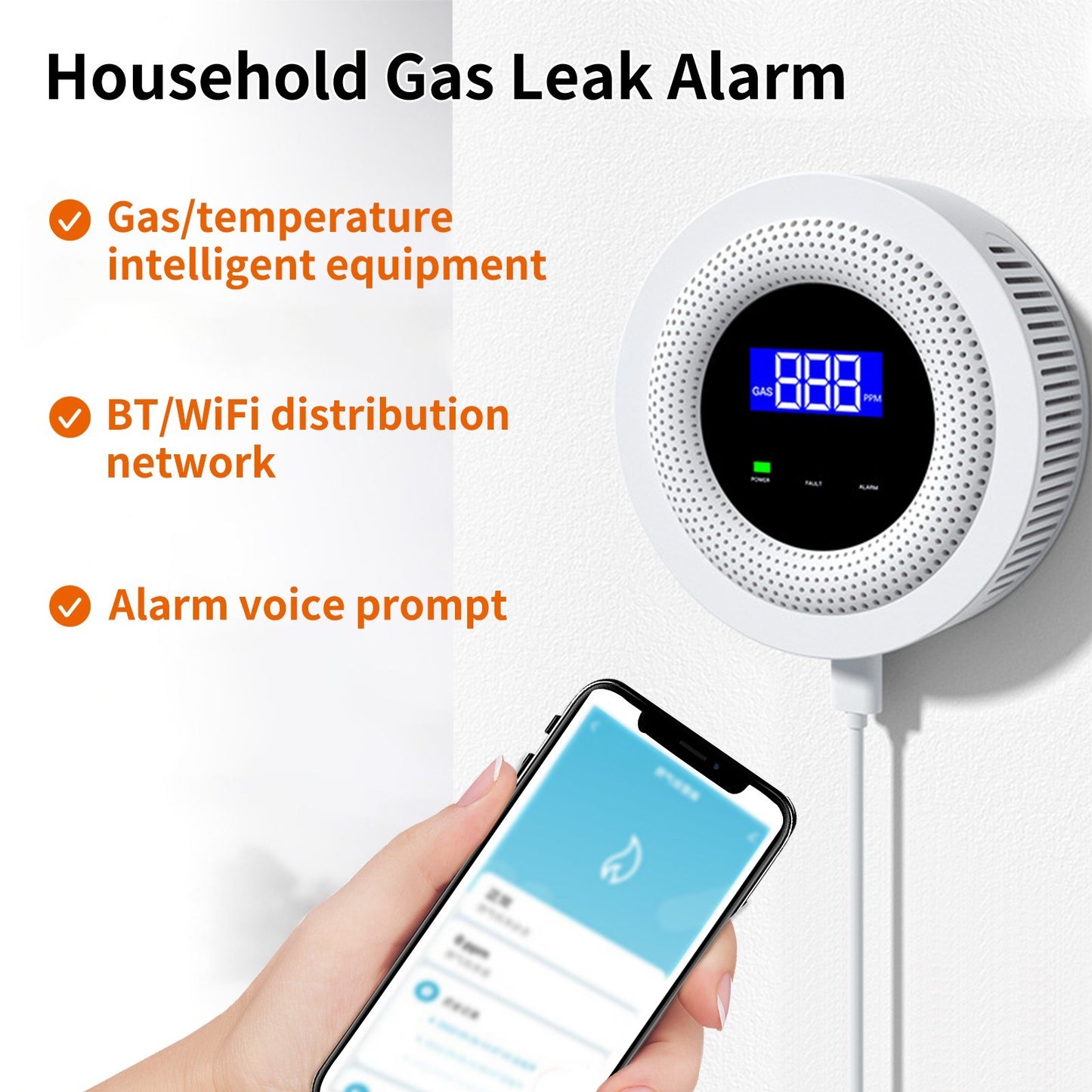 WiFi Smart Gas Leak Detector - Household Gas Alarm Sensor