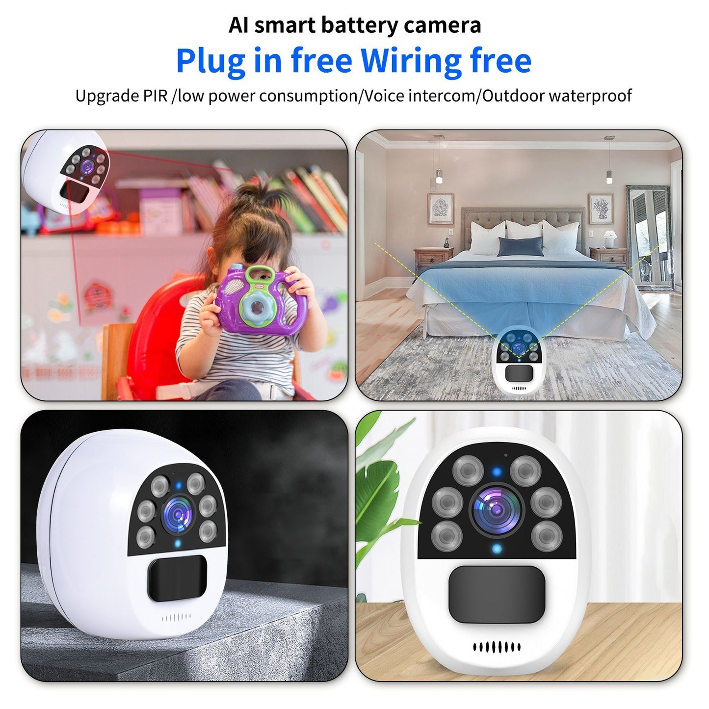 Solar-Powered 1080P WiFi Security Camera with Solar Panel