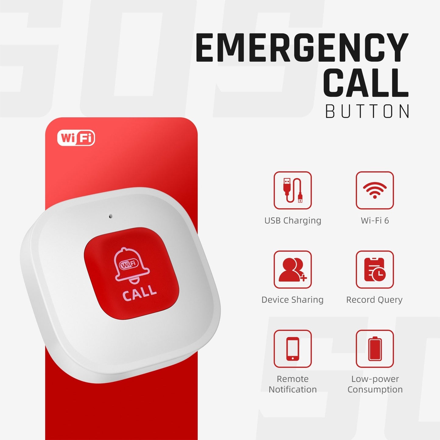 Rechargeable Mini WiFi Nurse Alert Button - 2Pack Wireless Emergency Call Pager