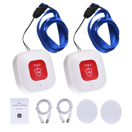 Rechargeable Mini WiFi Nurse Alert Button - 2Pack Wireless Emergency Call Pager