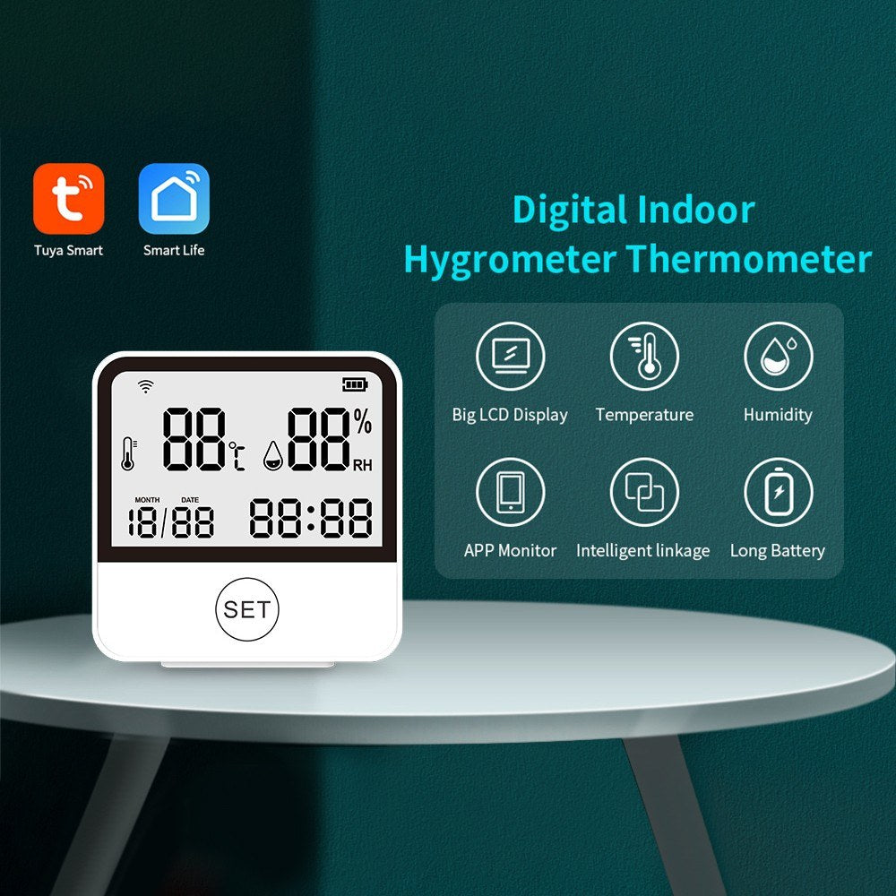 Smart WiFi Indoor Thermometer & Hygrometer with LCD Screen