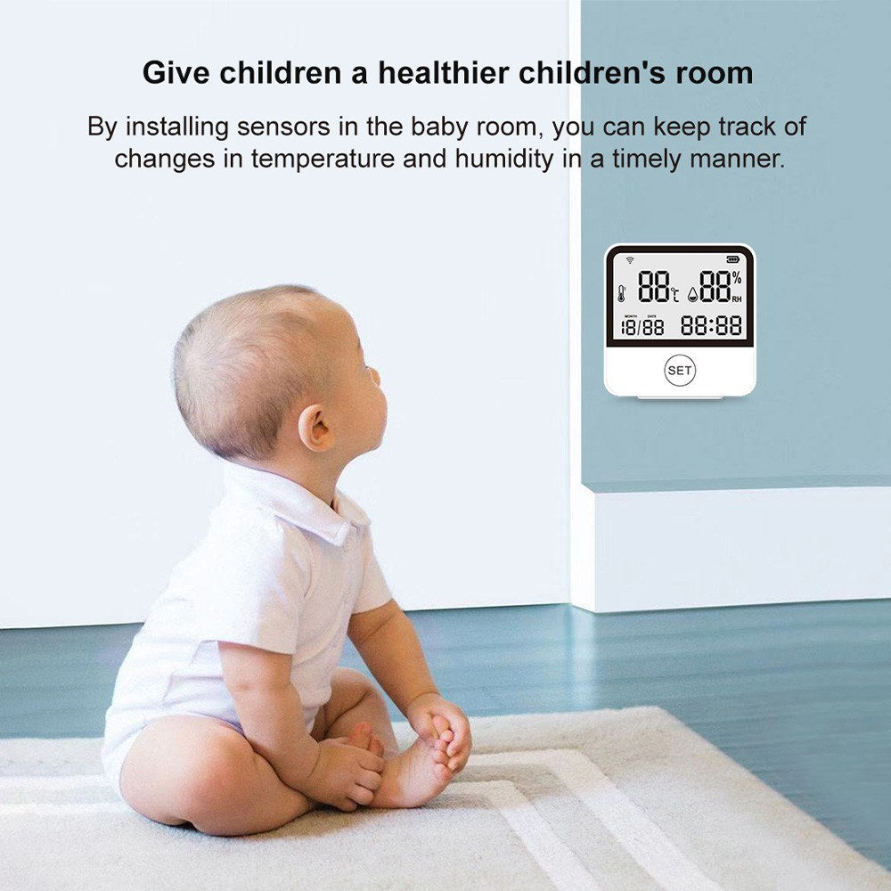 Smart WiFi Indoor Thermometer & Hygrometer with LCD Screen