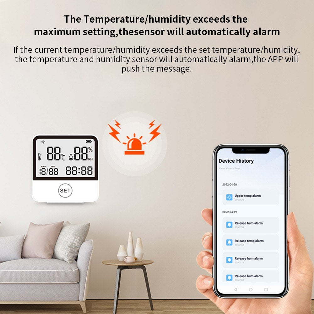 Smart WiFi Indoor Thermometer & Hygrometer with LCD Screen