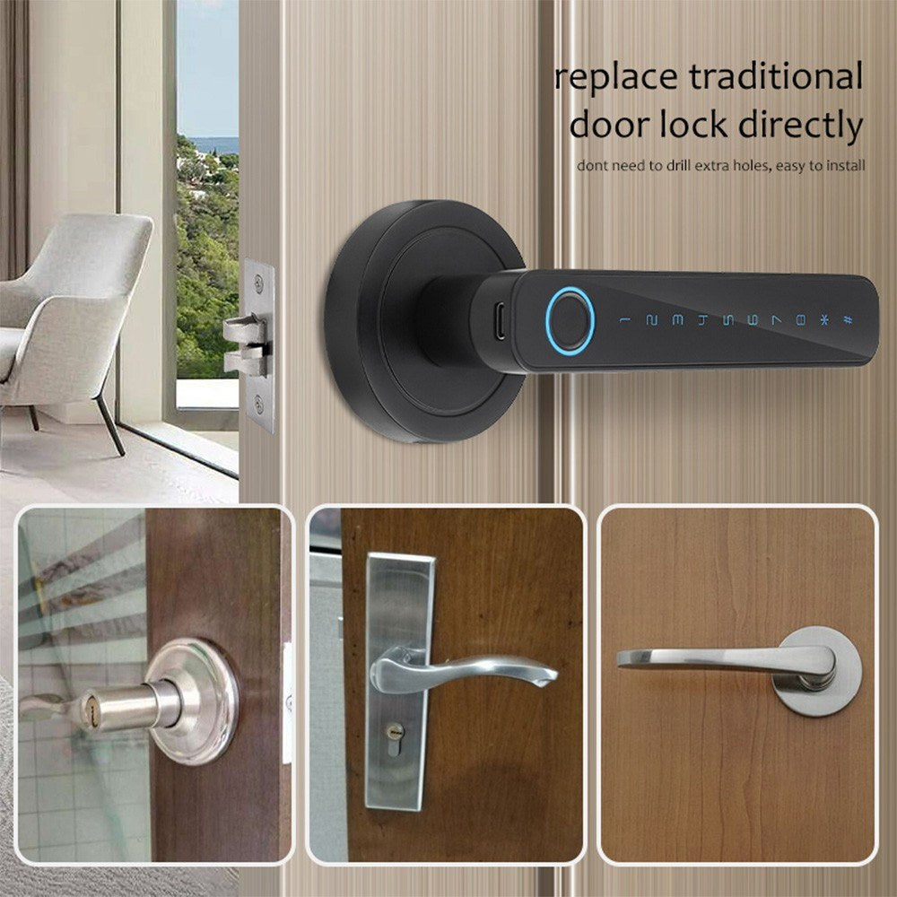 Smart Biometric 4-in-1 Keyless Door Lock with Handle Set
