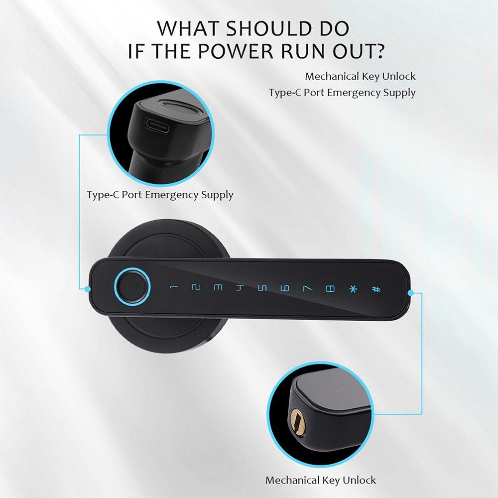 Smart Biometric 4-in-1 Keyless Door Lock with Handle Set
