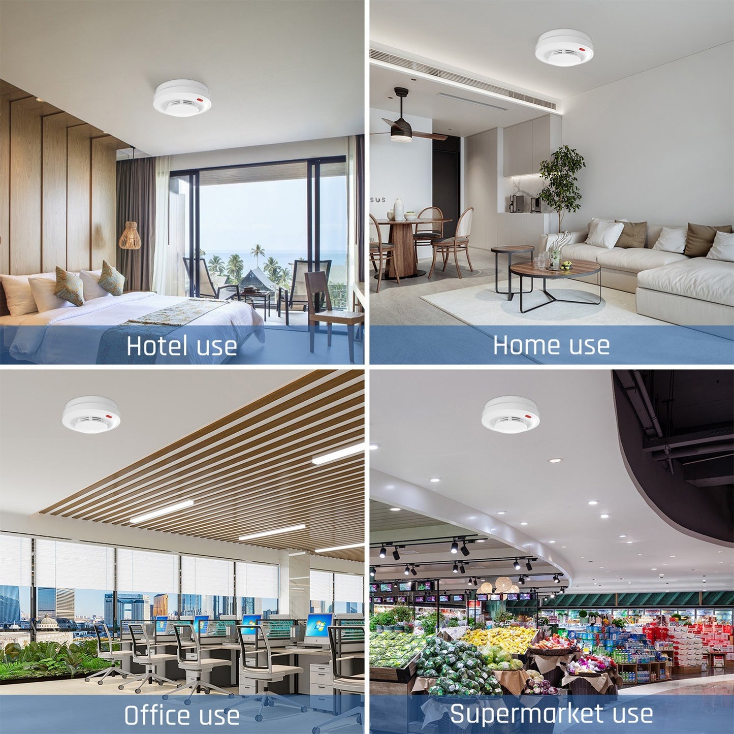 360° WiFi Smart Smoke Detector with Remote Control & Auto Check