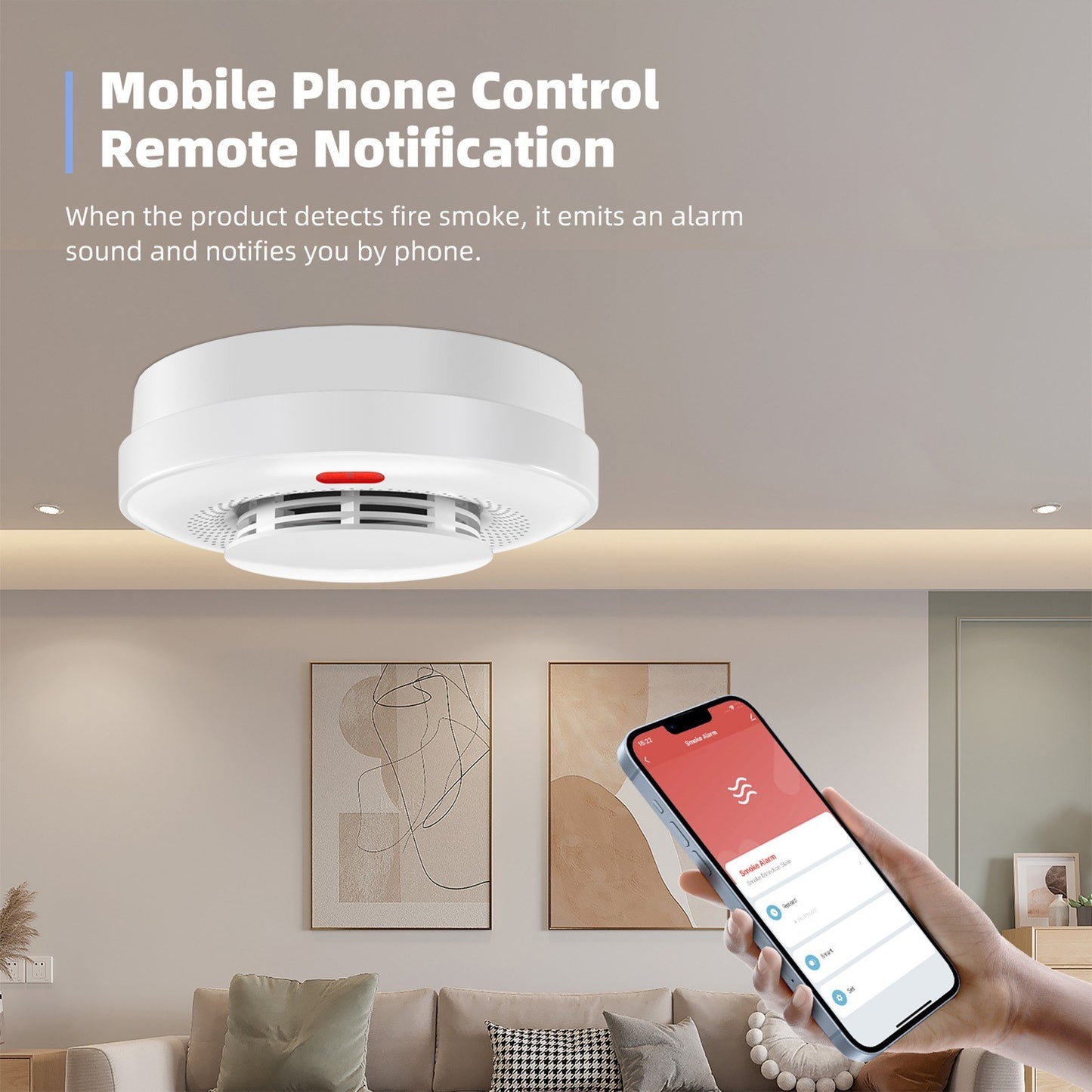 360° WiFi Smart Smoke Detector with Remote Control & Auto Check
