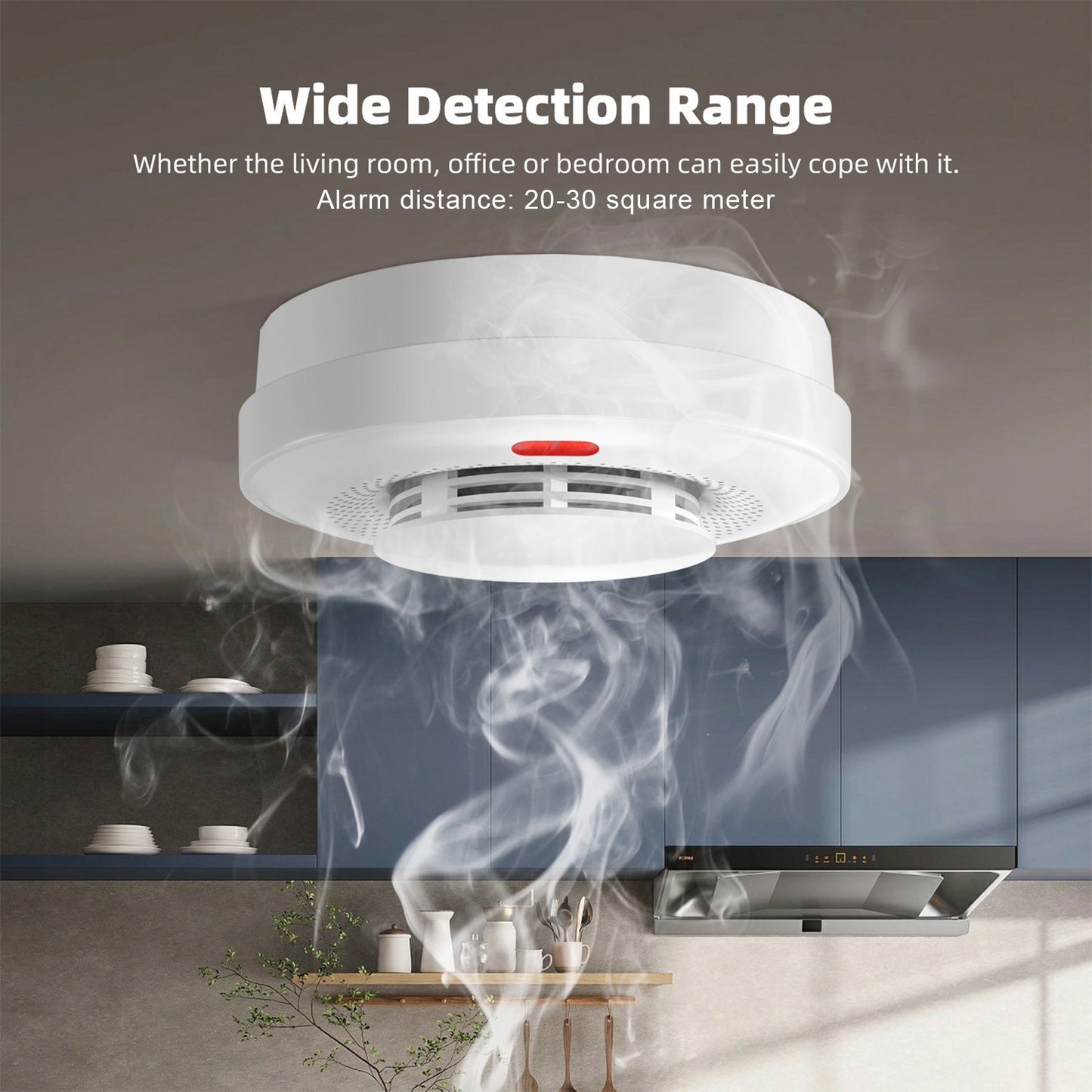 360° WiFi Smart Smoke Detector with Remote Control & Auto Check