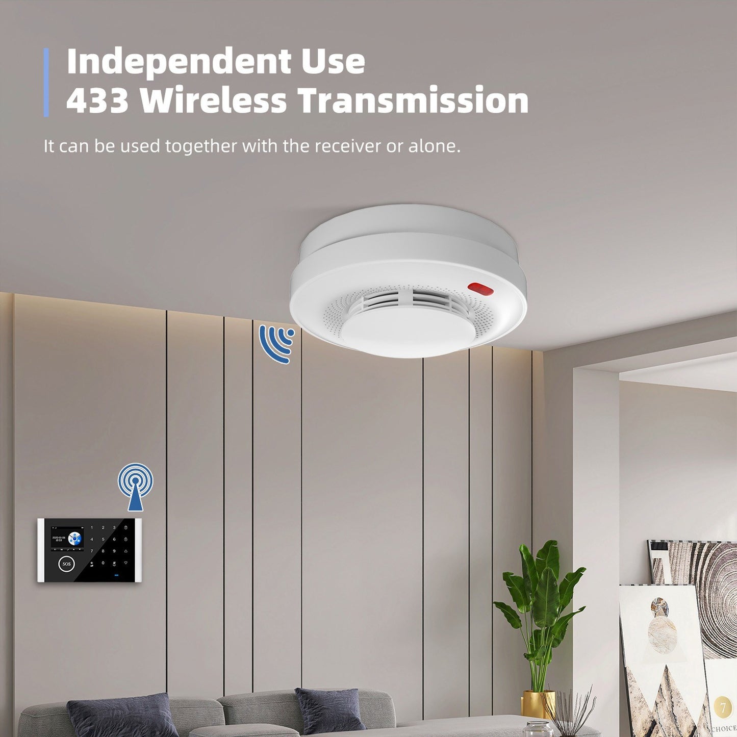 360° High-Sensitivity Smart Smoke Detector with 433 Wireless Auto Check