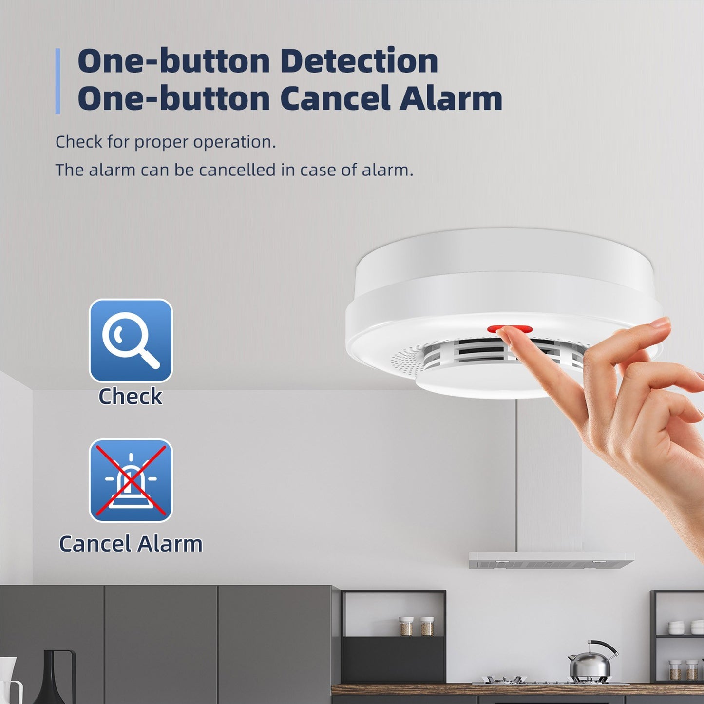 360° High-Sensitivity Smart Smoke Detector with 433 Wireless Auto Check
