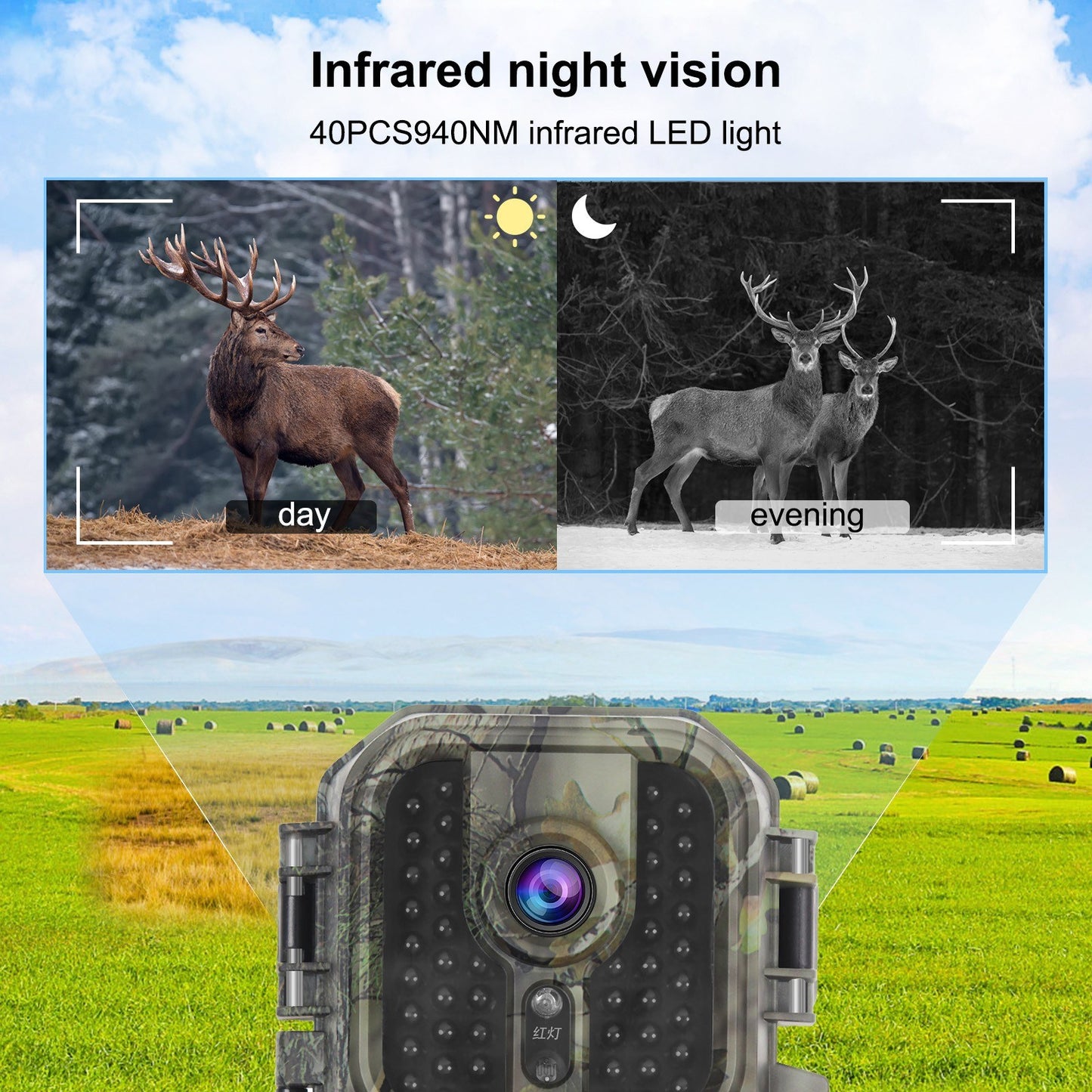 4K 30MP Trail Camera with 2-Inch IPS Screen & 48 Infrared LEDs for Hunting