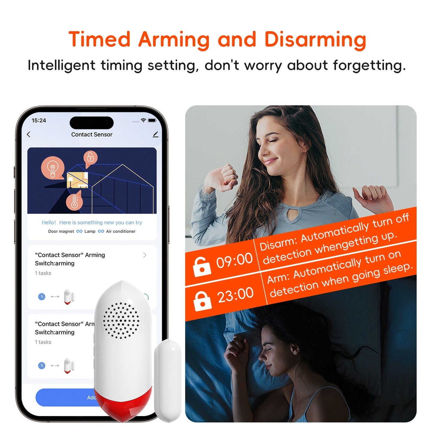 2-Pack Wireless WiFi Door Sensors: Smart Magnetic Alarm with Sound & Light