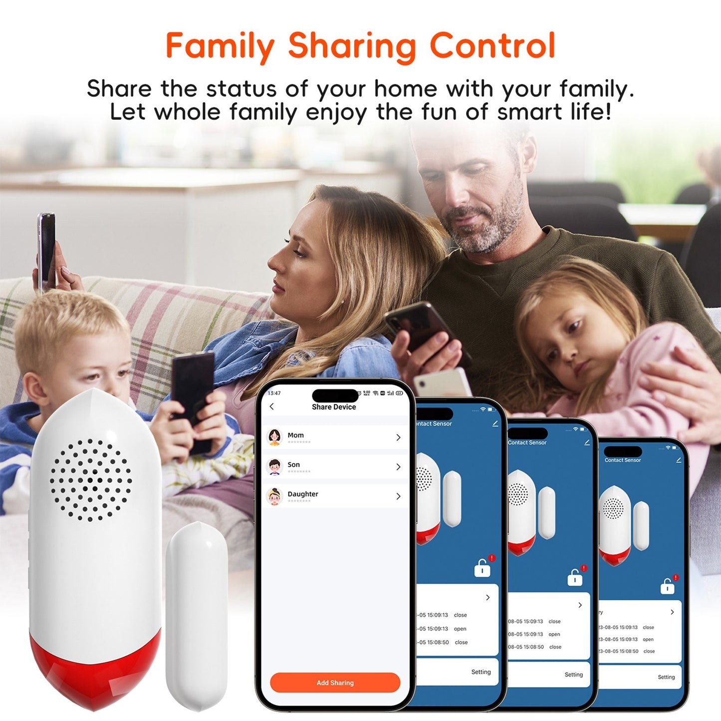 2-Pack Wireless WiFi Door Sensors: Smart Magnetic Alarm with Sound & Light