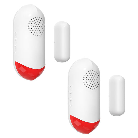 2-Pack Wireless WiFi Door Sensors: Smart Magnetic Alarm with Sound & Light