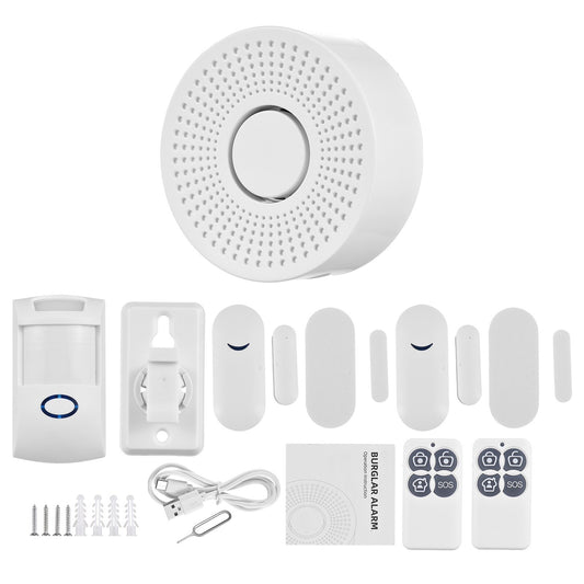 Tuya WiFi Home Security Kit: Wireless Receiver, Remote Control, Door & Window Detector, Infrared Alarm