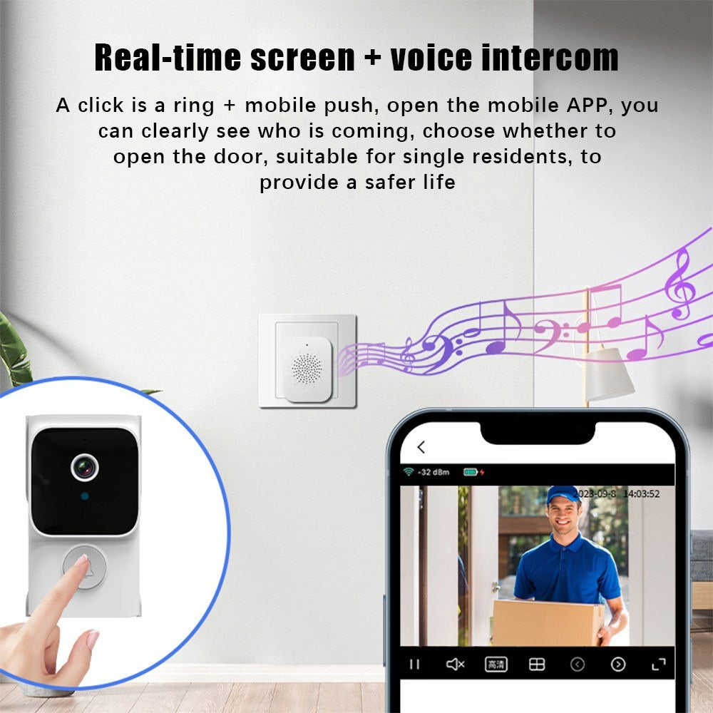 Wireless Smart Doorbell Camera with Chime, 2.4G WiFi
